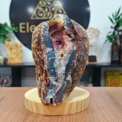 Geodo de Ágata com detalhes e base com furo para luminária 14cm - Elementar