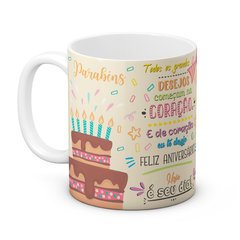 Caneca de Porcelana Feliz Aniversário