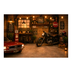 Fundo Fotográfico Dia dos Pais Tecido Helanca Premium 170x260 - Cenário Garagem FFH-1473