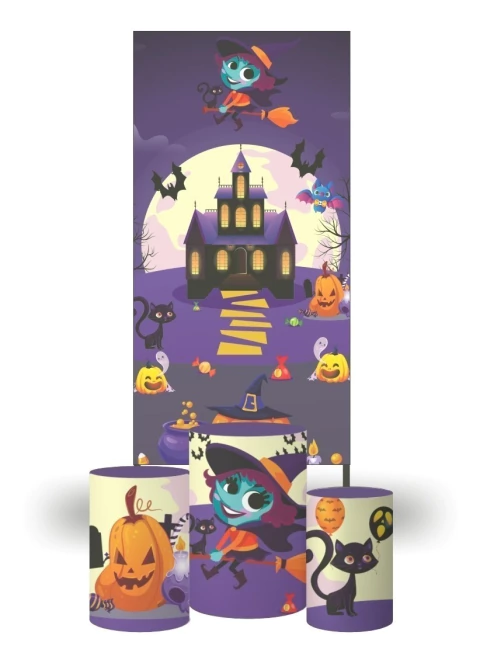 Painel Casadinho Lateral + Capas Cilindro Halloween Mod1