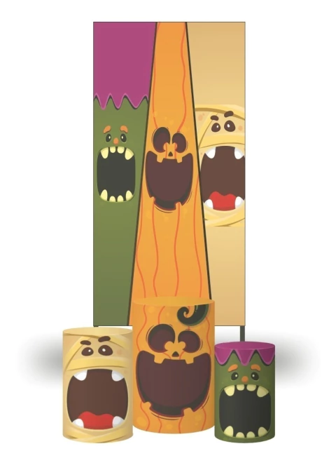 Painel Casadinho Lateral + Capas Cilindro Halloween Mod4