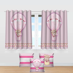 Kit Cortina + 3 Capas Almofadas Infantil Ursinha Baloeira - comprar online