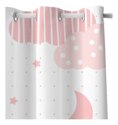 Kit Cortina + 3 Capas Almofadas Infantil Nuvem Rosa Mod 04 na internet