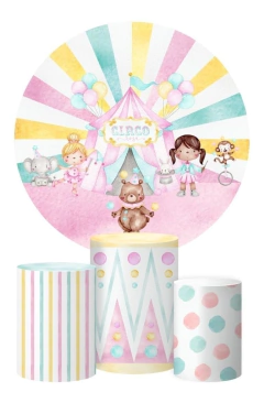 Trio Capa Cilindro + Painel Redondo Circo Tecido na internet