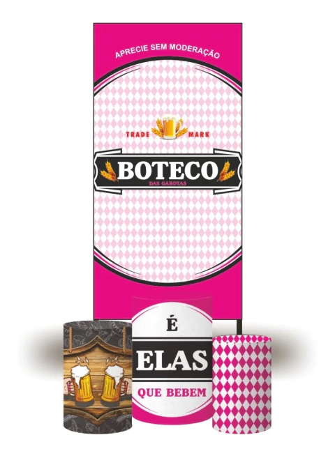 Painel Casadinho Lateral + Capas Cilindro Boteco Rosa