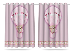 Kit Cortina + 3 Capas Almofadas Infantil Ursinha Baloeira - decorandoegrudando.com.br