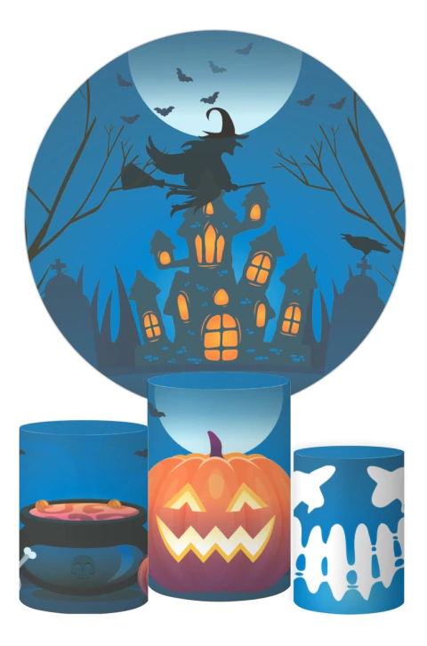 Trio Capa Cilindro + Painel Halloween Veste Fácil C/elástico