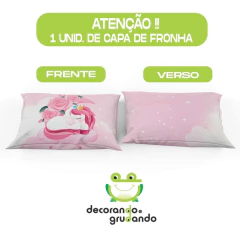 Jogo Lençol Cobre Leito Solteiro Cortina Unicórnio - decorandoegrudando.com.br