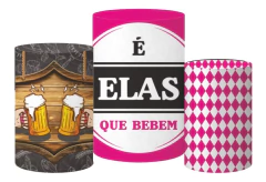 Painel Casadinho Lateral + Capas Cilindro Boteco Rosa - decorandoegrudando.com.br