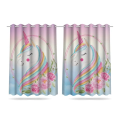 Kit Cortina Infantil Unicórnio Mod 2 + 3 Capas Almofada - comprar online