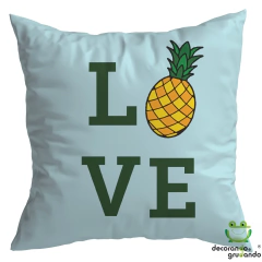 Kit 4 Capas De Almofadas Decorativas Quarto Sala Abacaxi Love - decorandoegrudando.com.br