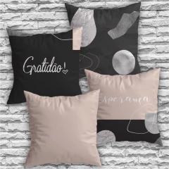 Kit 4 Capas De Almofadas Decorativas Quarto Sala Gratidão Esperança Rose - comprar online