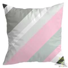 Kit 4 Capas De Almofadas Decorativas Quarto Sala Gratidão Rosa e Cinza - loja online