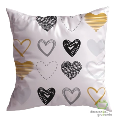 Kit 4 Capas De Almofadas Decorativas Quarto Sala Love Amarelo e Preto - loja online