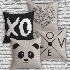 Kit 4 Capas De Almofadas Decorativas Quarto Sala Panda Love - comprar online
