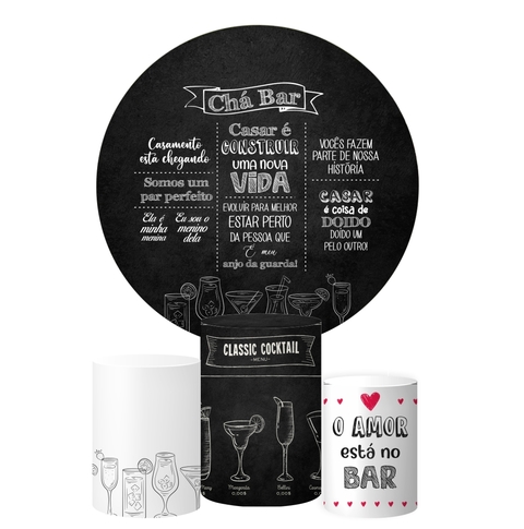 Trio Capa Cilindro + Painel Redondo Chá Bar Tecido