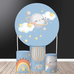 Trio Capa Cilindro + Painel Redondo Rainbow Boho Tecido - comprar online