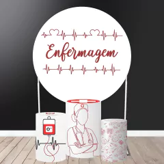 Kit Painel Redondo + Trio Capa Cilindro Enfermagem - decorandoegrudando.com.br