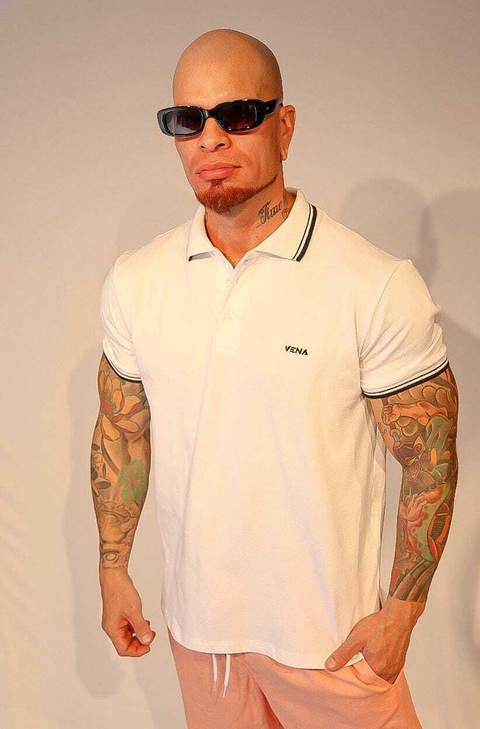 Camisa Polo Branca Piquet Vena