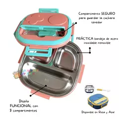 Lonchera de Acero 3 compartimentos Rosa - Personalizada - comprar en línea