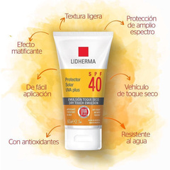 PROTECTOR SOLAR UVA PLUS SPF 40 EMULSION X 60 G TOQUE SECO LIDHERMA