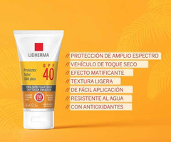 PROTECTOR SOLAR UVA PLUS SPF 40 EMULSION X 60 G TOQUE SECO LIDHERMA - comprar online