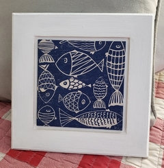 Cuadro peces en azul