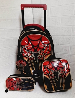 KIT ARANHA MOCHILA PREMIUM DE RODINHAS MENINO + LANCHEIRA TÉRMICA + ESTOJO - comprar online