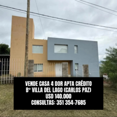 CARLOS PAZ - VILLA DEL LAGO - 4 DORMITORIOS - APTA CRÉDITO - CONSULTAS AL 3513547685 - comprar online