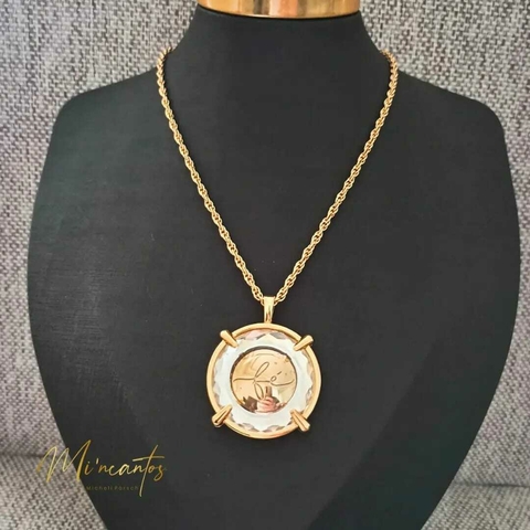 Colar Elo Baiano com Pingente Medalha Fé