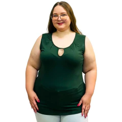 Imagem do Blusa Feminina Plus Size Lisa Regata Detalhe Entalhe Gola V
