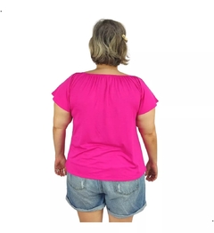Blusa Feminina Plus Size Ciganinha Manga Curta Lisa - Coalizão Fashion