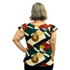 Blusa Feminina Plus Size Manga Godê Bata Estampada - Coalizão Fashion