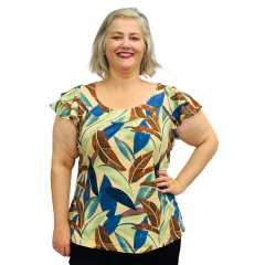 Blusa Feminina Plus Size Manga Godê Bata Estampada - Coalizão Fashion