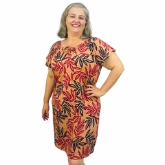 Vestido Feminino Plus Size Ciganinha Estampado Manga Curta Midi - loja online