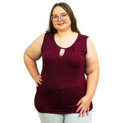 Kit 3 Blusas Femininas Lisas Plus Size Regatas Detalhe Entalhe Gola V - Coalizão Fashion