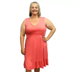 Kit 3 Vestidos Lisos Plus Size Regata Midi Gola V Frente Forrada Moda Verão - comprar online