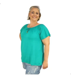 Blusa Feminina Plus Size Ciganinha Manga Curta Lisa