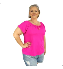 Blusa Feminina Plus Size Ciganinha Manga Curta Lisa - comprar online
