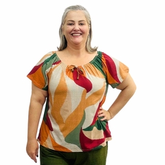 Kit 3 Blusas Plus Size Moda Ciganinha Ombro a Ombro Estampadas - loja online