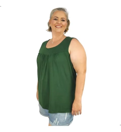 Blusa Feminina Plus Size Regata Senhora Bata Lisa - loja online