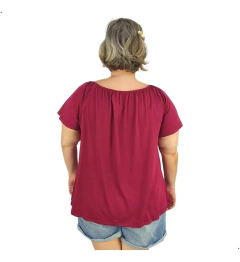 Blusa Feminina Plus Size Ciganinha Manga Curta Lisa - loja online