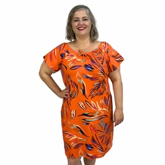 Vestido Feminino Plus Size Ciganinha Estampado Manga Curta Midi - comprar online
