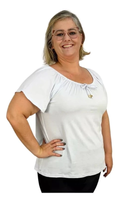 Blusa Feminina Plus Size Ciganinha Manga Curta Lisa - Coalizão Fashion