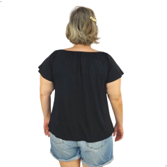 Blusa Feminina Plus Size Ciganinha Manga Curta Lisa - Coalizão Fashion