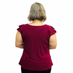 Blusa Feminina Plus Size Manga Godê Bata Lisa - loja online
