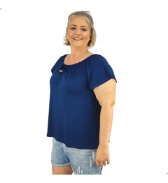 Blusa Feminina Plus Size Ciganinha Manga Curta Lisa na internet