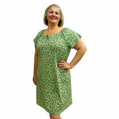 Vestido Feminino Plus Size Ciganinha Estampado Manga Curta Midi