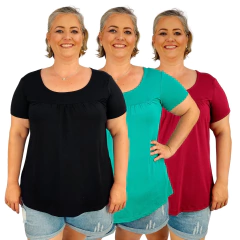 Kit 3 Blusas Batas Plus Size Moda Evangélica Lisas Confortável