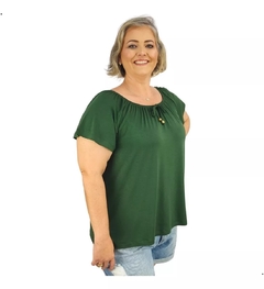 Blusa Feminina Plus Size Ciganinha Manga Curta Lisa